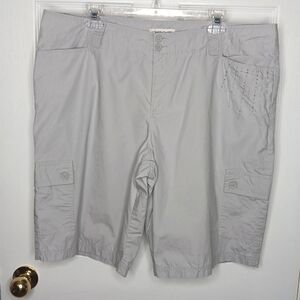 Cherokee Bermuda Shorts Cargo Light Gray Women's Plus Size 18